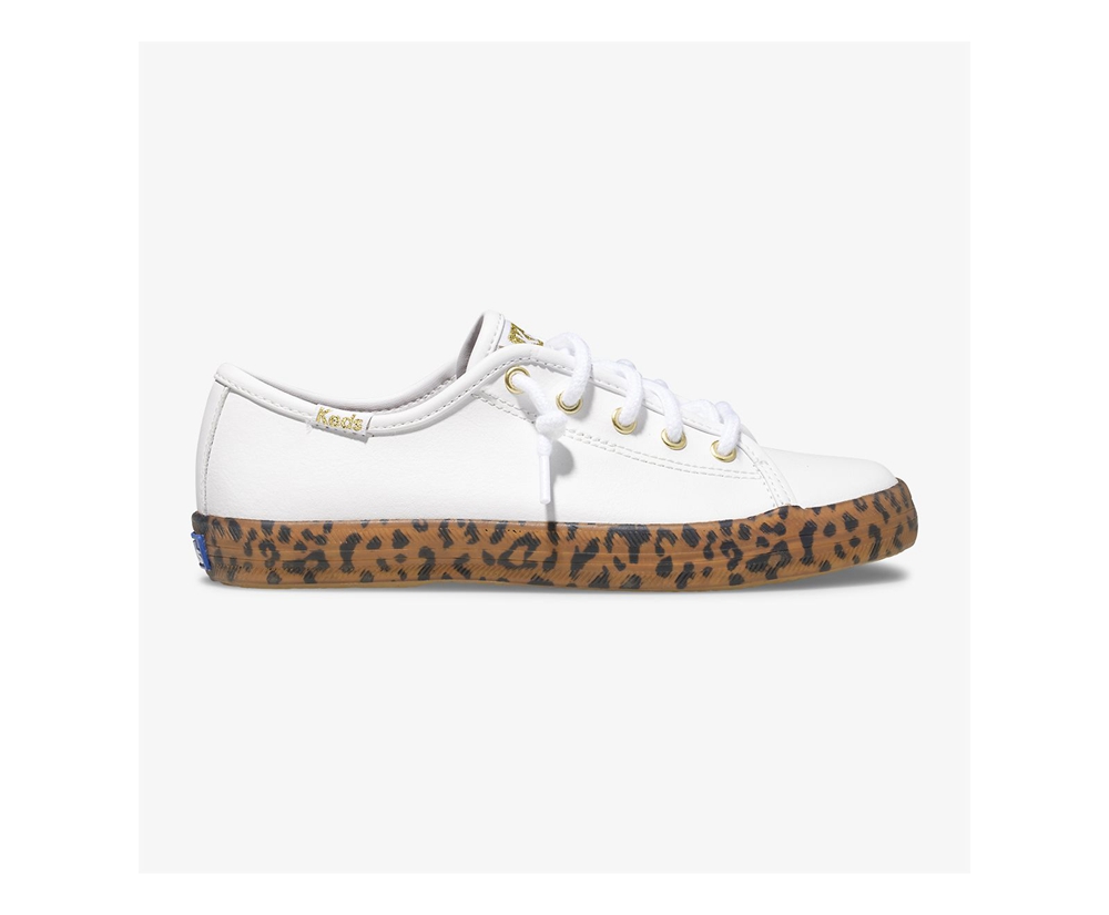 Basket Keds Enfant Blanche - Kickstart Leopard Foxing - 806-DFZKAT